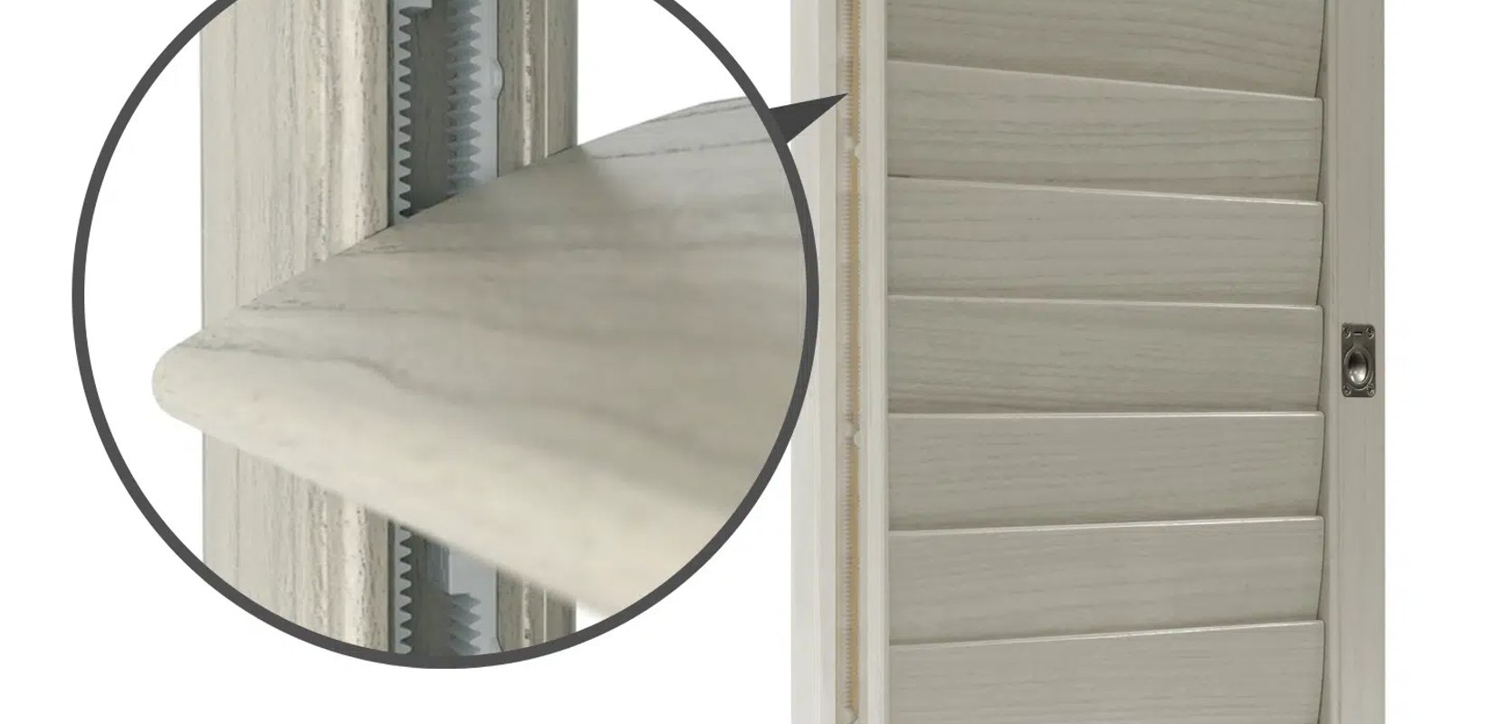 Norman Woodlore plantation shutters showing louver detail