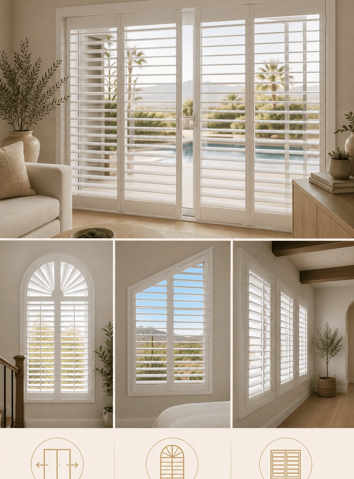 Custom patio and sliding door shutter installation options.