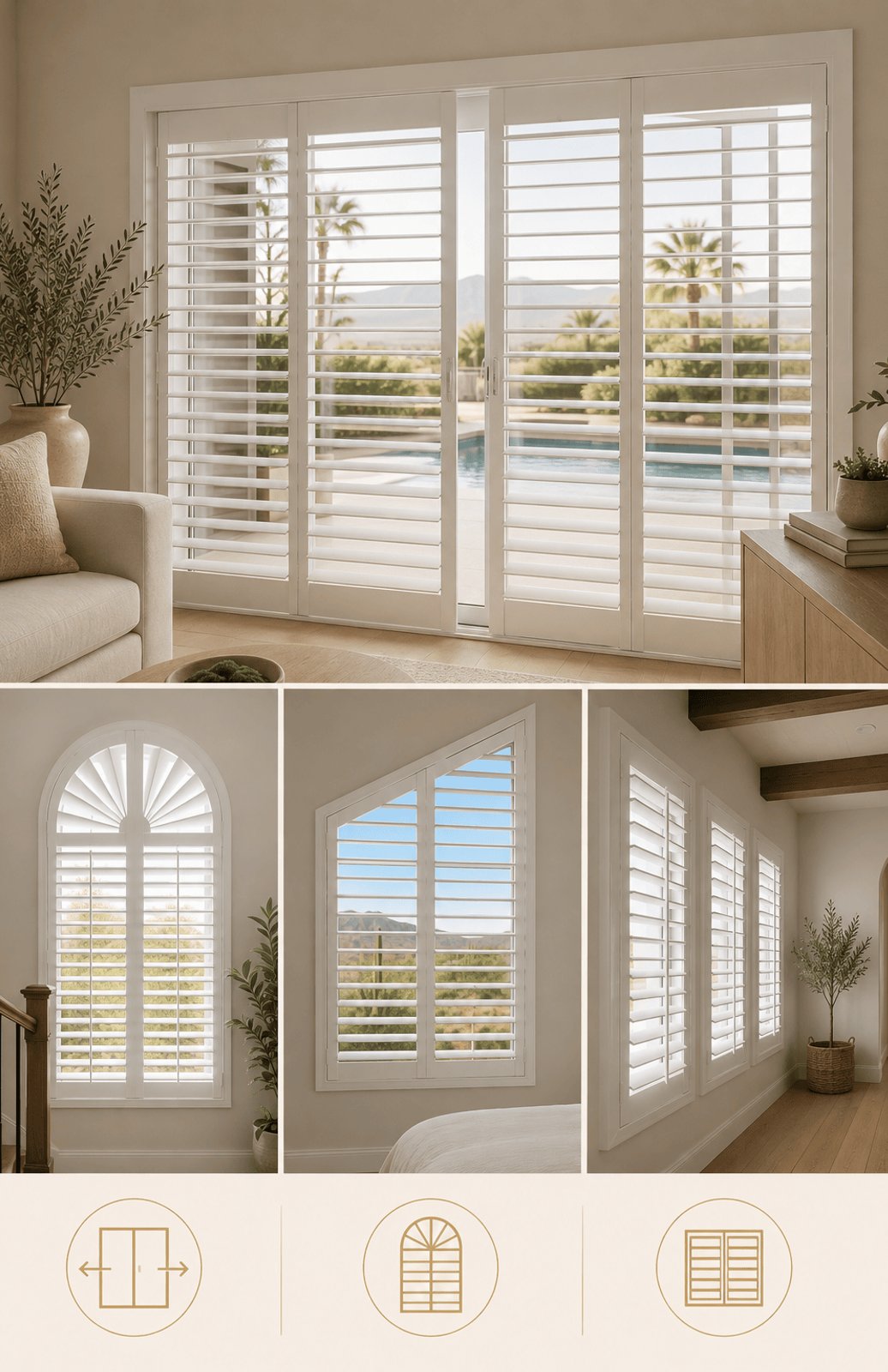 Norman Woodlore shutters on large window opening