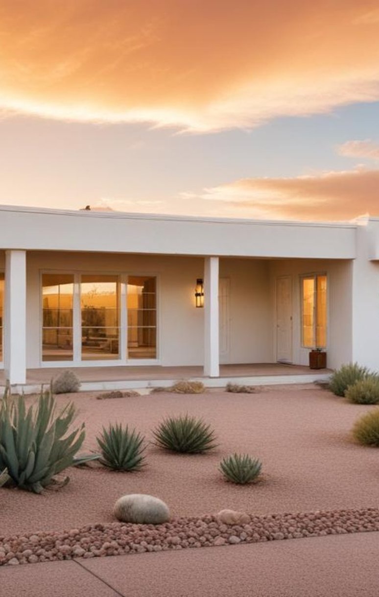 Arizona home exterior featuring custom plantation shutters.