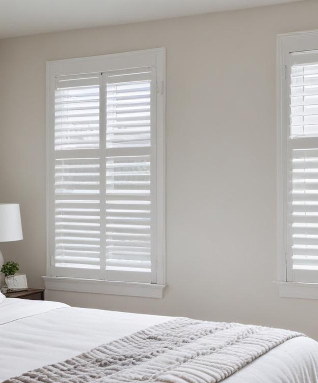 Norman plantation shutters open in bright Arizona living room