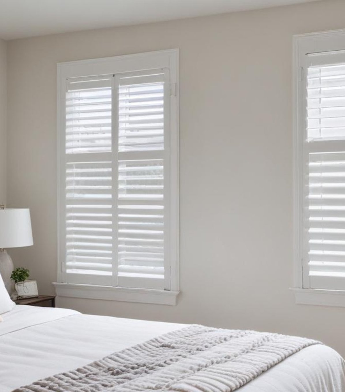 Norman plantation shutters open in a bright Arizona home.