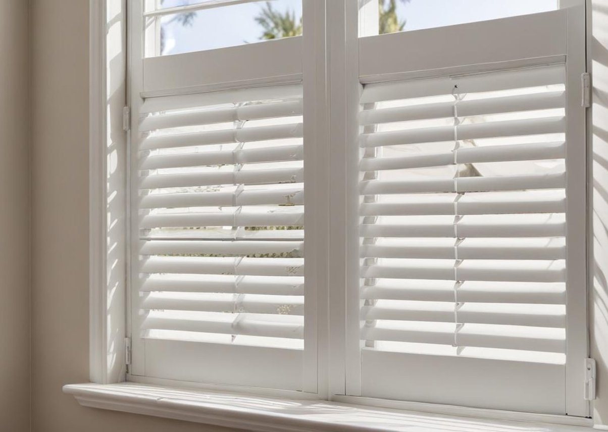Close-up custom plantation shutter design details and finish quality.